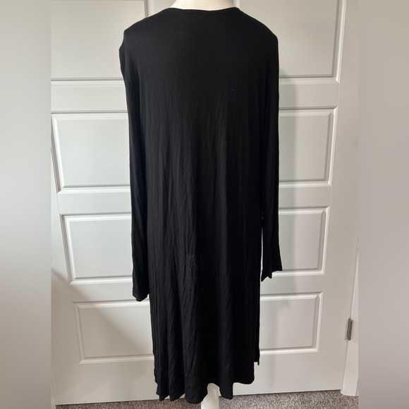 Long Sleeve Black Duster Cardigan Tie Front Knit Lightweight Layering Piece LG - Picture 4 of 8